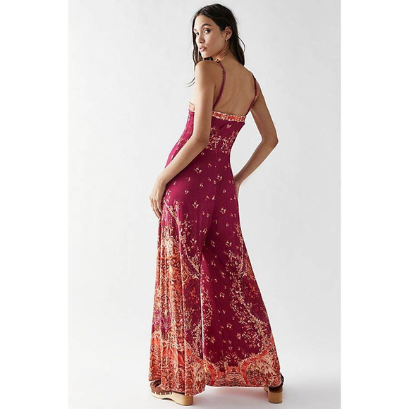 New Free People Astrid Jumpsuit $288 SMALL Raspberry Wide-leg Adjustable Straps - Picture 4 of 7
